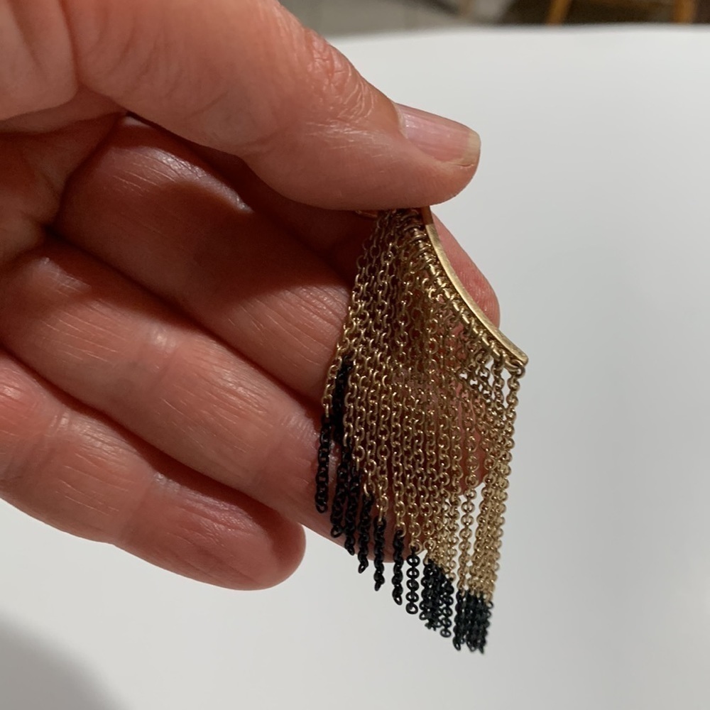 Jessica Simpson gold and black fringe climbing earrings. - Picture 3 of 6